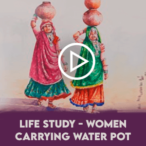 Life Study – Women Carrying Water pot Painting