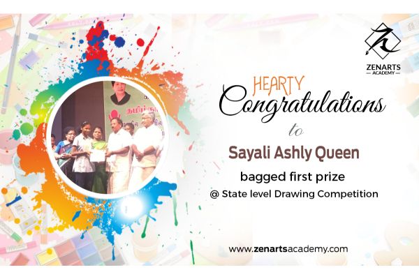 Our student Sayali Ashly Queen bagged first prize at State level drawing competition