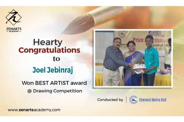 Our student Joel Jebinraj won “BEST ARTIST” award at drawing competition