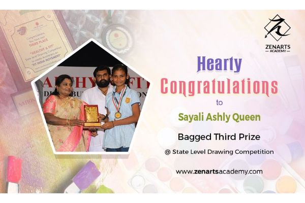 Our student Sayali Ashly Queen bagged third prize at State level drawing competition